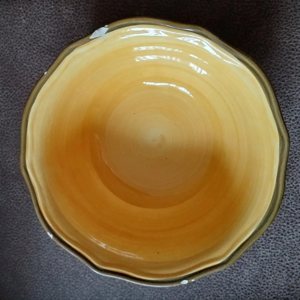 Gibson Everday Tuscan Design Bowls (2) Yellow, Green, Burgundy